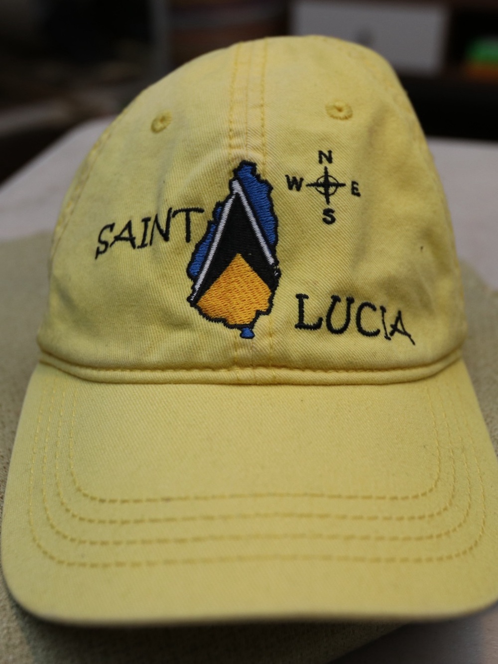 Yellow Saint Lucia Embroidered Baseball Cap